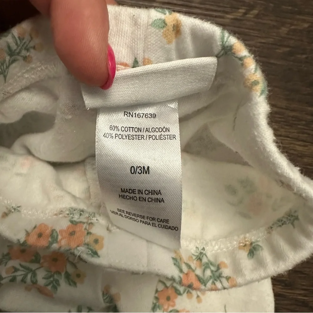 Nicole Miller Legging Pants 0-3 month Set of 4 Baby Girl Peach Tan Floral - Picture 6 of 7